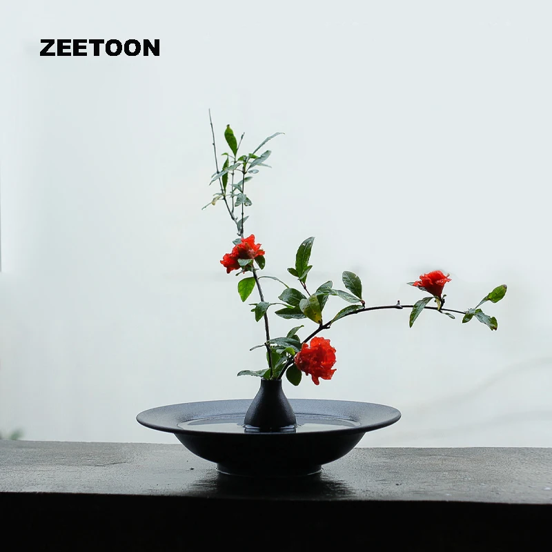 Zen японская Цветочная композиция Ikebana ваза Мягкая Керамическая матовая черная