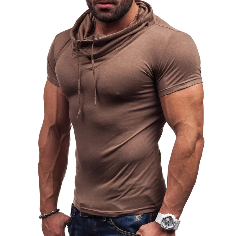 

TShirt t-shirt Men Heaps Collar Raglan Sleeve Pure Color Slim Fit For Man Tees Casual T Tee Shirt Homme Shirts