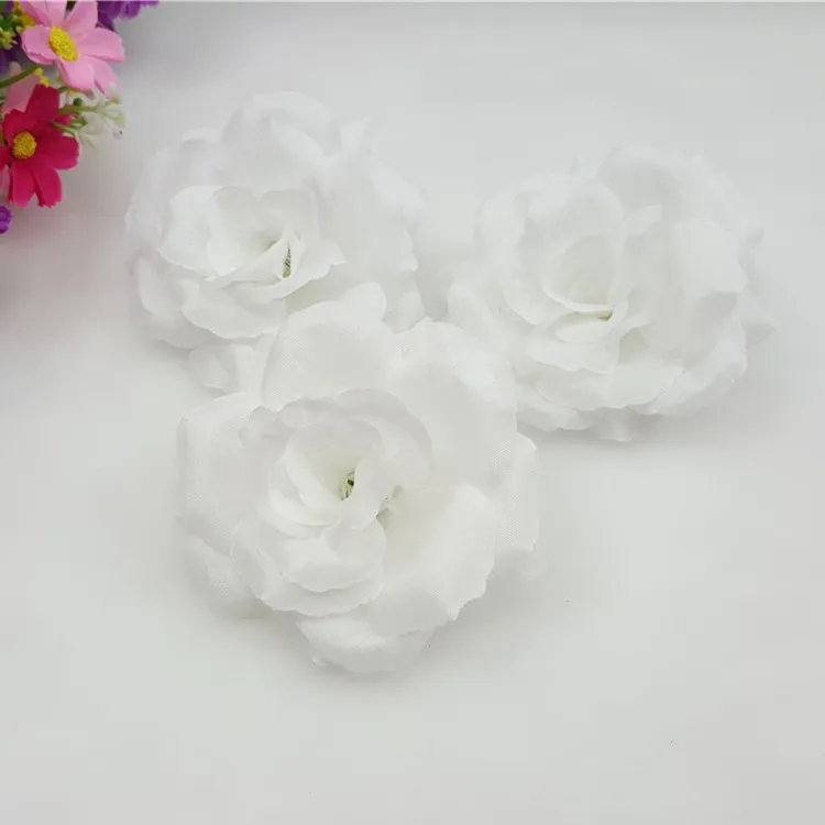 Белый 10 шт./лот 8 см Искусственные черные розы Шелковые головки цветов DIY Свадебные украшения для дома праздничные аксессуары вечерние принадлежности 19 цветов - Цвет: Белый