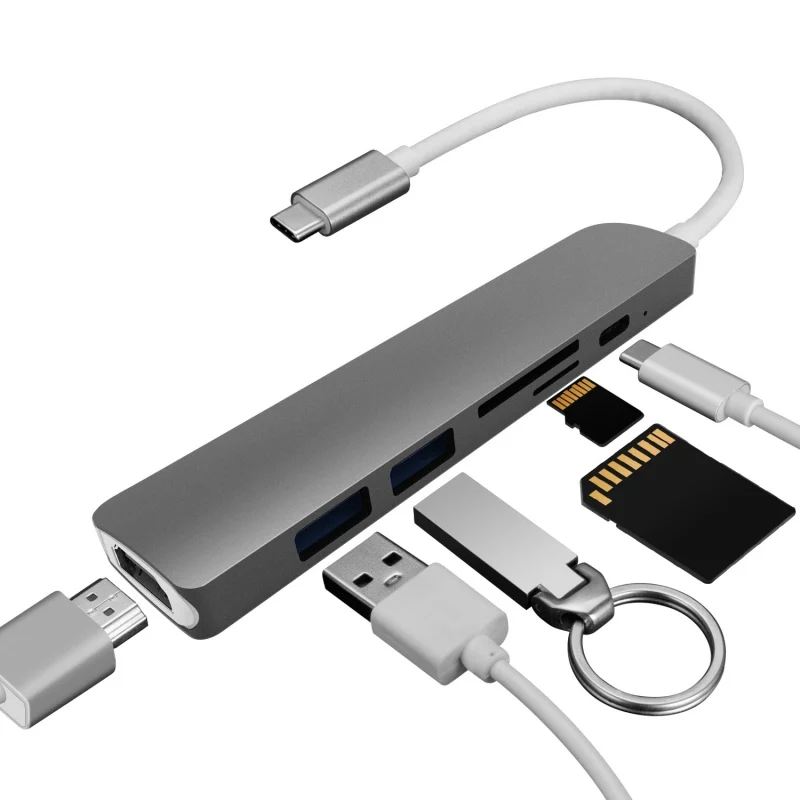 Многофункциональный концентратор типа C для MacBook Pro Thunderbolt 3 USB 1 Type с SD/Micro SD