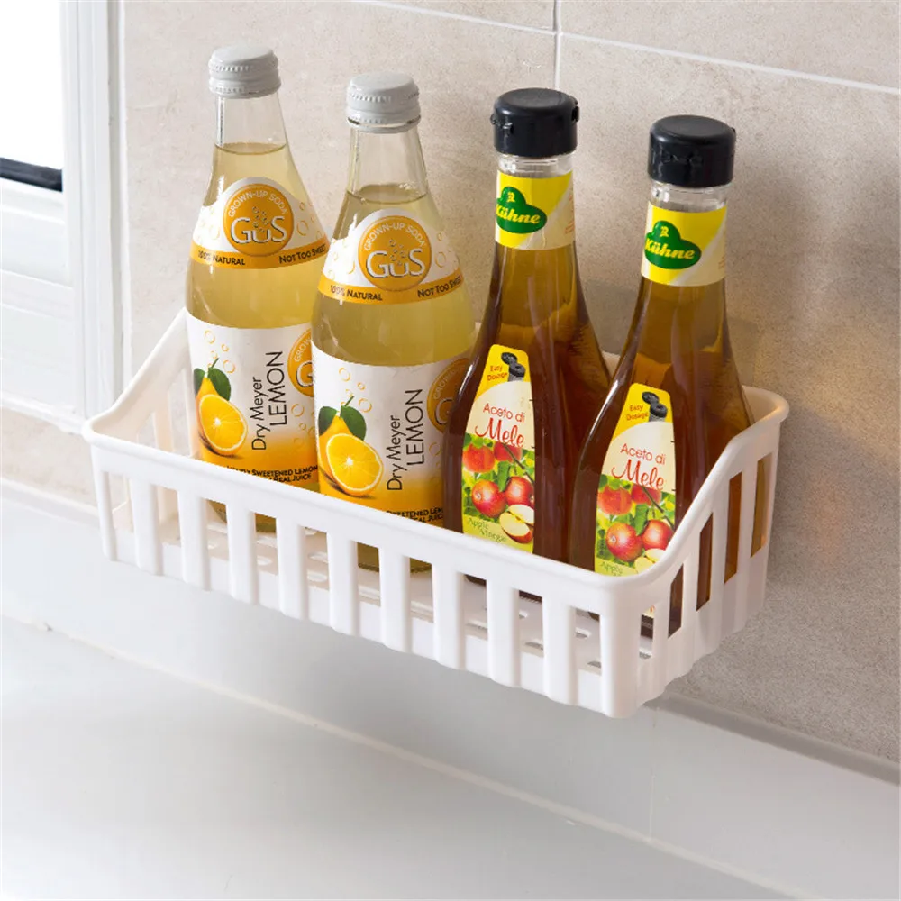 

1pcs Kitchen Bathroom Shelf Wall Rack With 2 Suckers Plastic Shower Caddy Organizer Holder Tray Suction Cups Lotion Storage