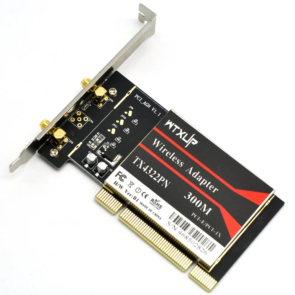 WTXUP Broadcom BCM4322 802.11n 300 Мбит/с Беспроводная PCI WLAN карта настольный WiFi адаптер для