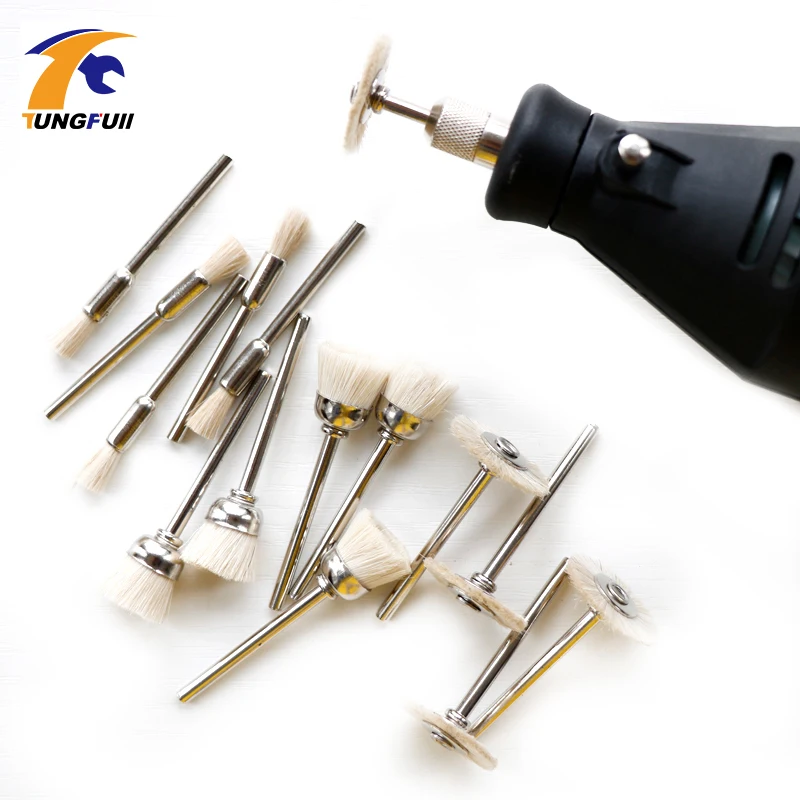 Инструмент Tungfull 15 шт. Белое колесо со щетиной из козьей шерсти подходит для Dremel