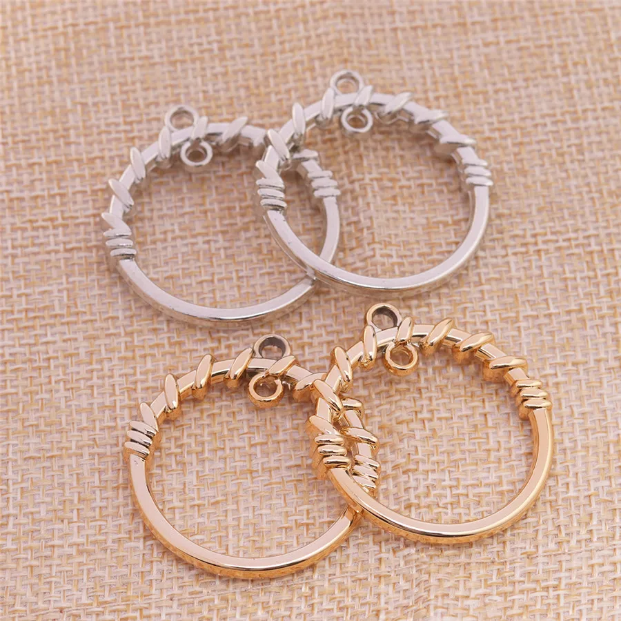 Lacoogh Double hole CCB circle small charm pendant for necklace bracelet making 34*36mm diameter 2.5mm jewelry finding | Украшения и