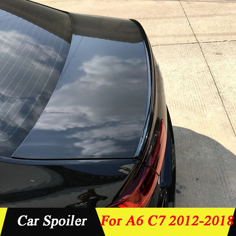 Для Audi A6 C7 2012 2013 задний багажник спойлер ABS Материал грунтовка Цвет автомобильное украшение в виде хвостового крыла для C7