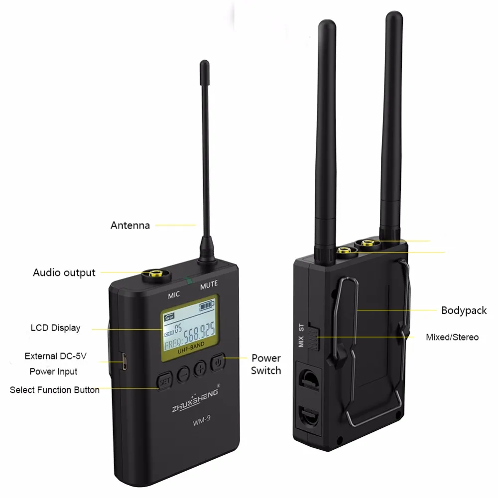 ZhuoSheng WM-9 DSLR uhf беспроводная видеокамера камера микрофон система | Электроника