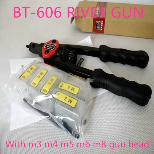 

High Quality 12" Manual Rivet Gun Nut Heavy Hand INSER NUT Riveter Tool Mandrels M3 M4 M5 M6 M8 BT-606