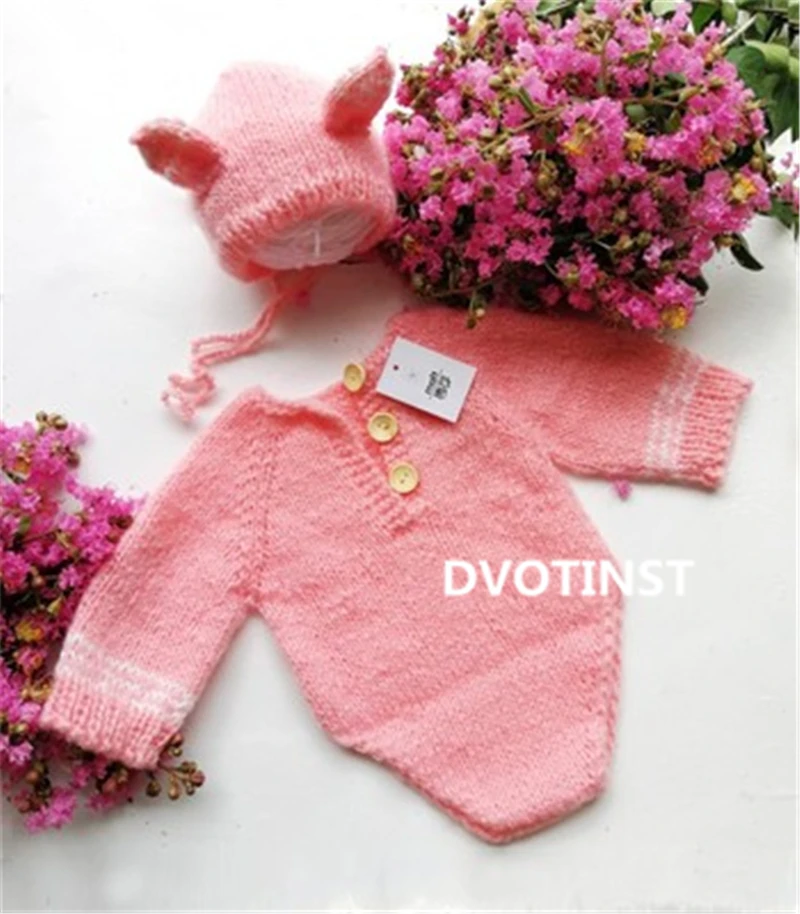 Dvotinst Newborn Baby Photography Props Crochet Knitted Clothes Outfits+Hat Set Fotografia Costume Studio Shooting Photo | Детская