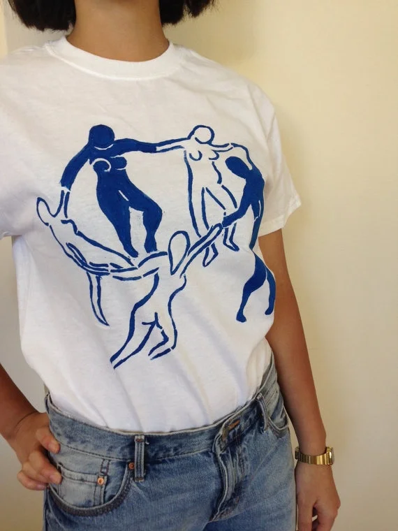 hahayule Matisse The Dance Painting VintageT-Shirt Unisex Tumblr Grunge Aesthetic Graphic Tee Cute Funny Shirt White | Женская одежда