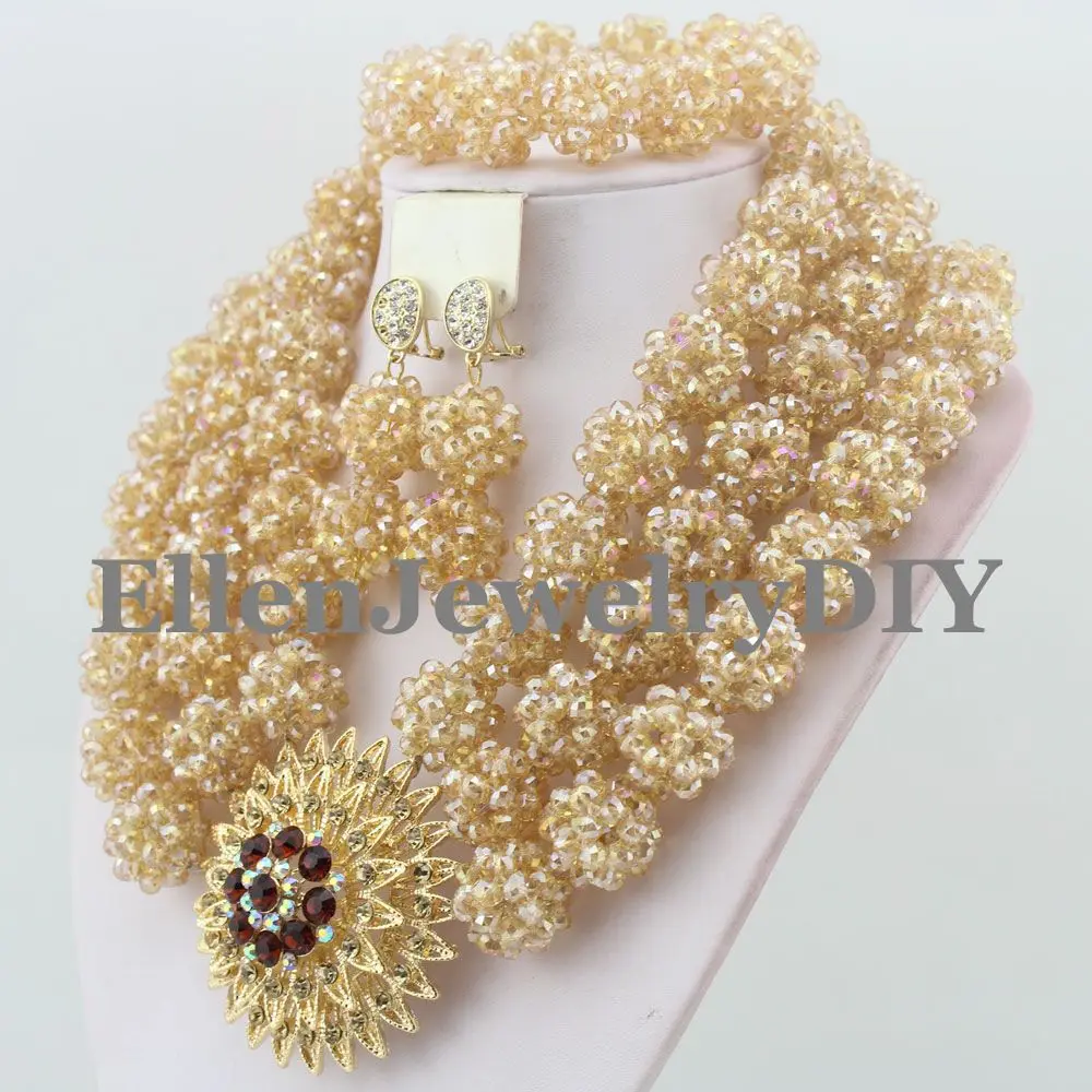 Женские шампанские ювелирные хрустальные бусы Африканский ювелирный набор