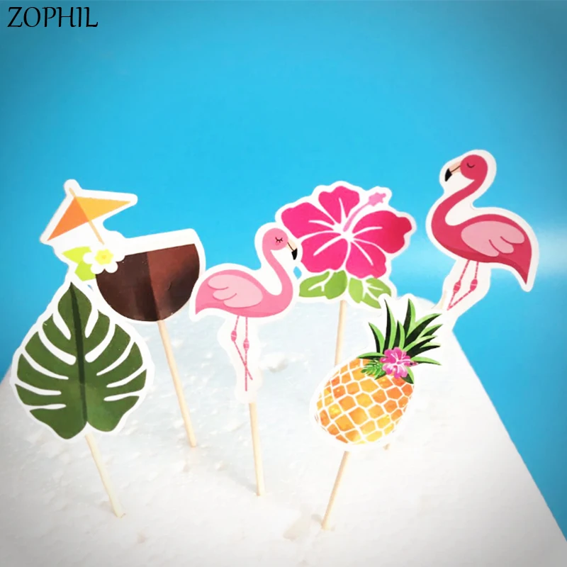 ZOPHIL 24 шт Фламинго топперы для тортов кексы Сделай Сам пикапы Pinapple Свадебные