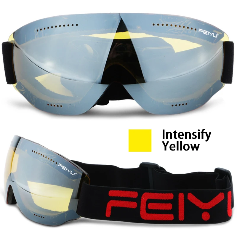 Intensify Yellow Для мужчин Для женщин монослой лыжные очки UV400 анти-противотуманные лыжные очки снежные очки для катания на лыжах и сноуборде для горнолыжного спорта, маски на лицо для солнцезащитных очков - Цвет: Intensify Yellow
