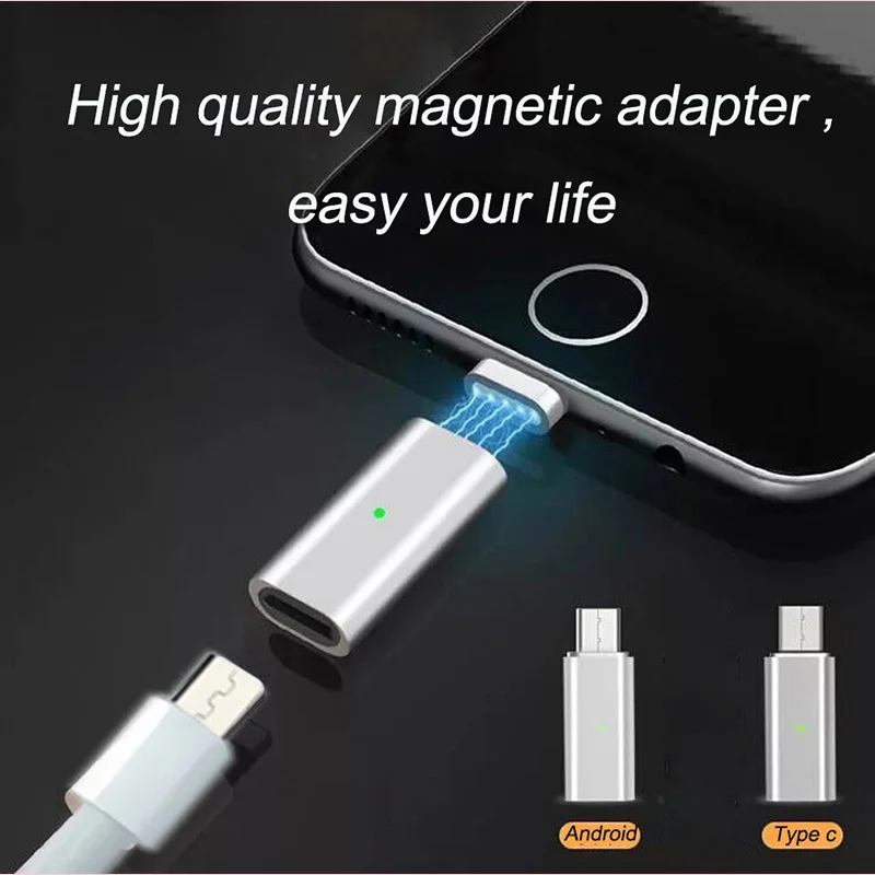 Магнитный переходник для зарядки 2 в 1 Micro USB к type C &amp микро-usb-штекер type-c Android
