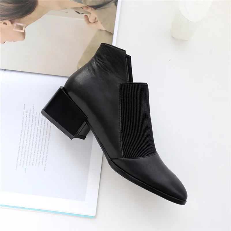 Женские туфли-лодочки FEDONAS с острым носком на квадратном каблуке из натуральной