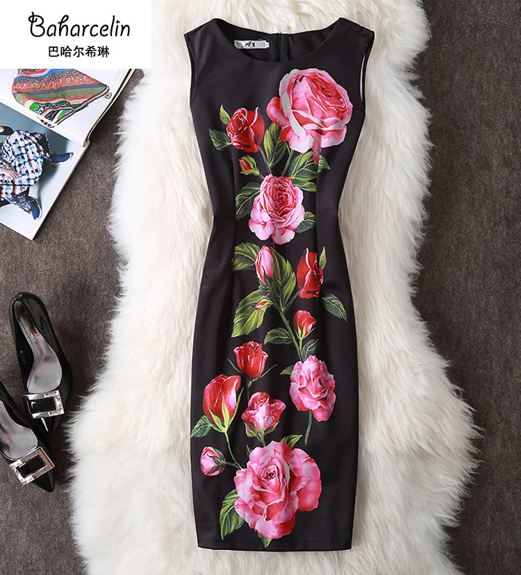 Женское летнее облегающее платье без рукавов с цветочным принтом|bodycon dress|neck