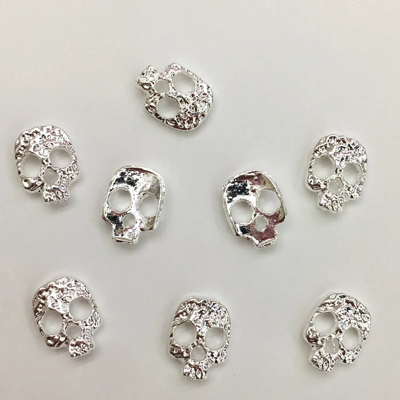 

LEAMX 50Pcs/Bag 3D Nail Art Halloween Rhinestones Decoration Metal Skull Charms Jewelry DIY Beauty Nail Accessories Supplies