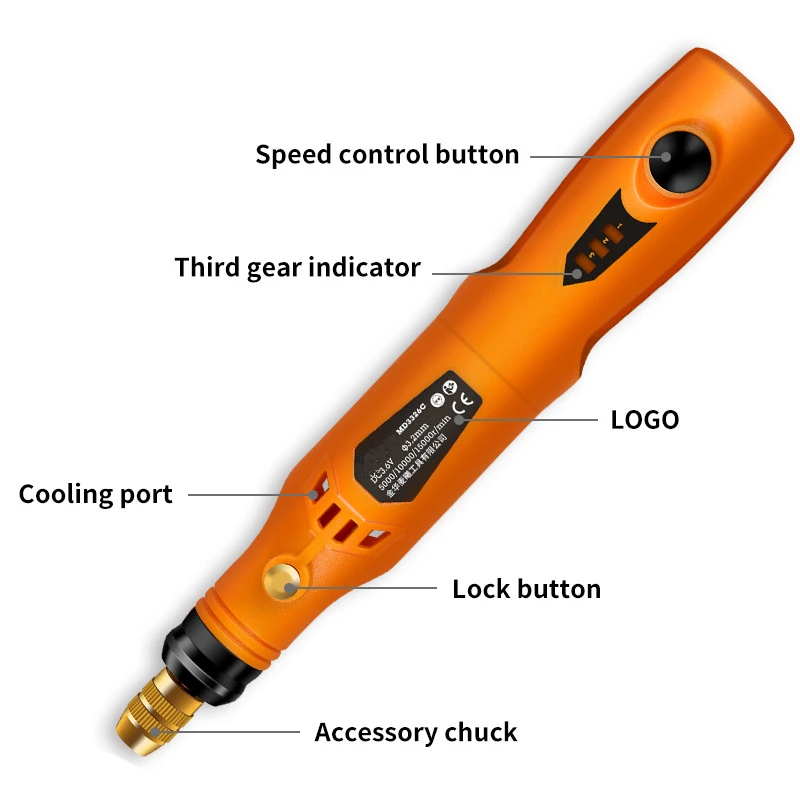 MD3326C набор вращающихся инструментов с зарядкой через usb, 3,6 В, Беспроводная электрическая шлифовальная машина с переменной скоростью