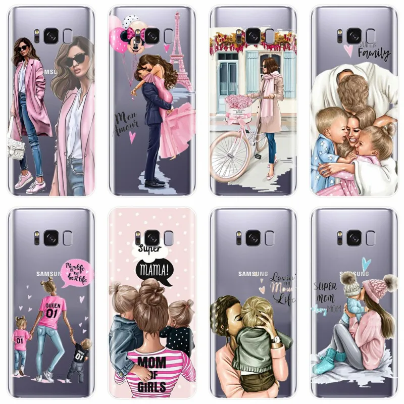 Модный Черный Коричневый чехол для телефона с волосами мамы и дочки Samsung Galaxy S6 S6EDGE