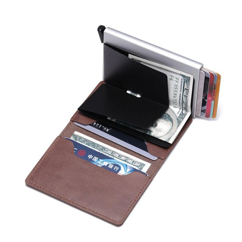 Новый бумажник из натуральной кожи с блокировкой RFID держатель для кредитных карт
