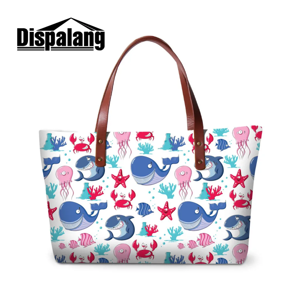 Dispalang Sea Animal Printed Womens Handbags Female Casual Beach Bags Large Capacity Ladies Shopping Bag Daily Use Hand Tote | Багаж и
