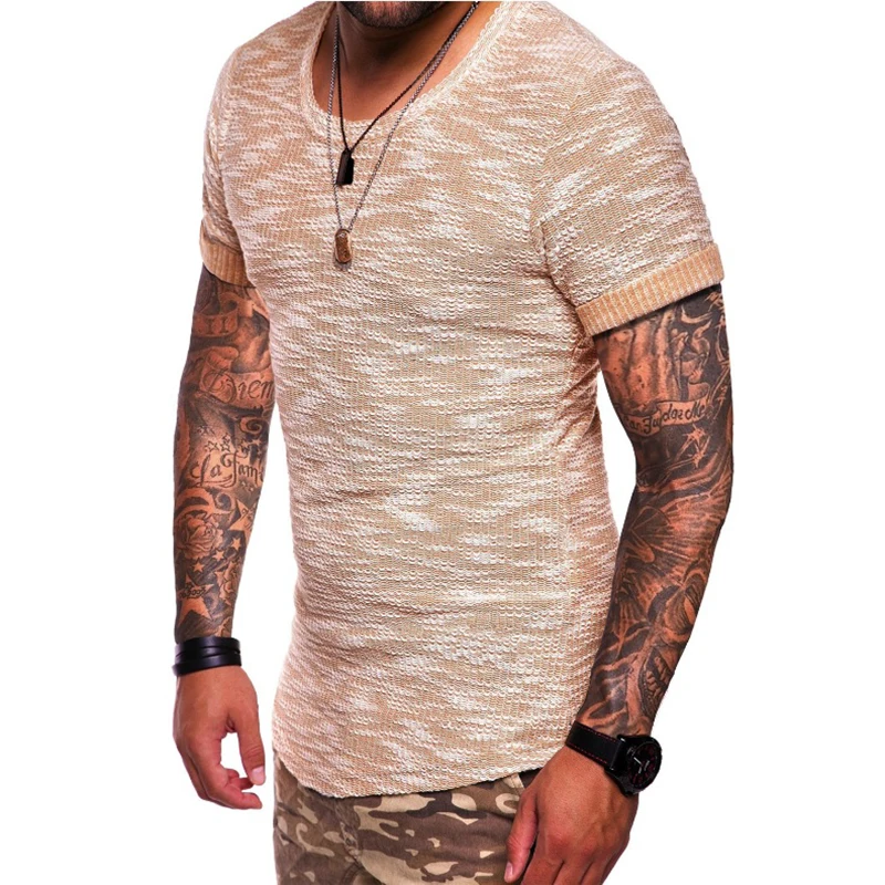 Новый Для мужчин модные хлопковые рубашки улица лоскутные футболки для одежда