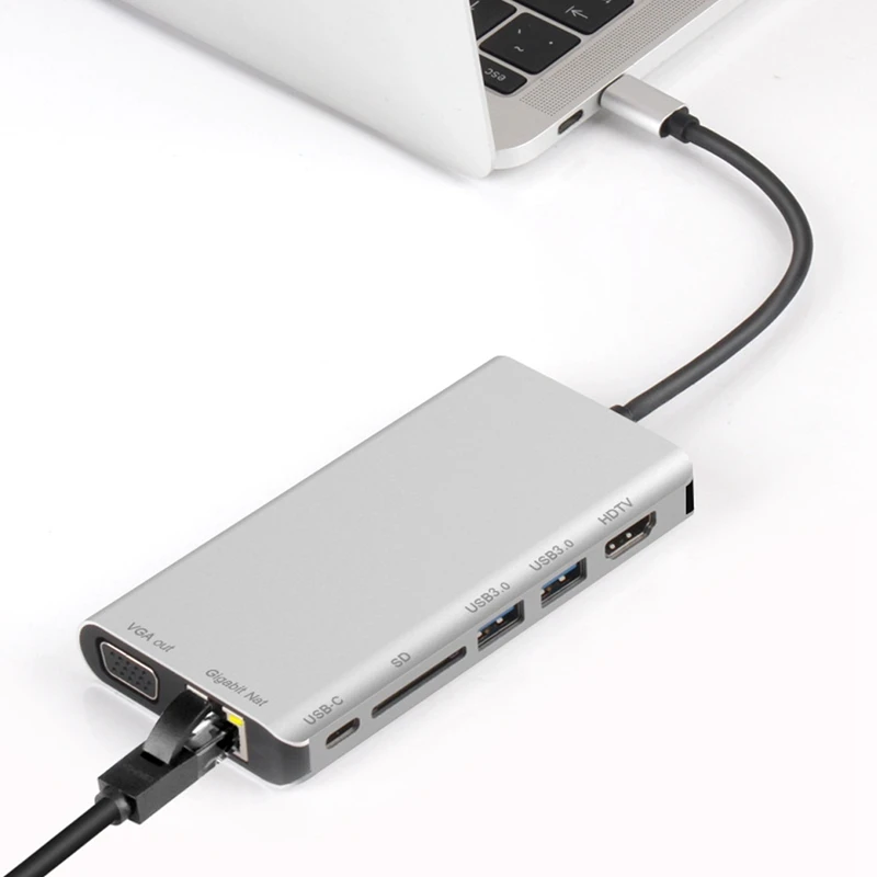 Преобразователь типа C в Hdmi Vga Usbc Rj45 Lan 4K 2Usb 3 0 Sd слот для карт 8 1 Type док адаптер