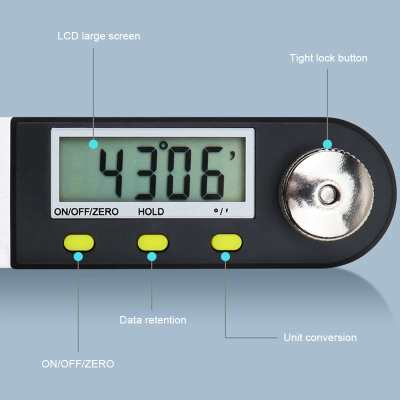 Цифровой угломер линейка 7 дюймов цифровой транспортир из нержавеющей стали