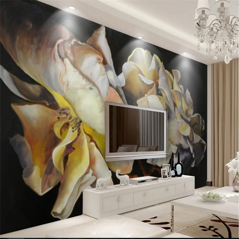 

beibehang European retro roses flower nostalgia background wall painting custom large mural green silk wallpaper papel de parede
