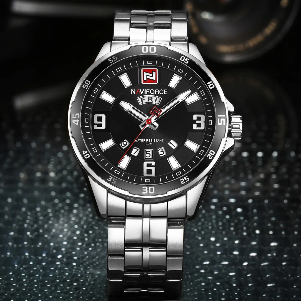 Мужские золотые часы Топ бренд Naviforce 9106 спортивные часы мужские водонепроницаемые полностью Стальные кварцевые армейские военные часы мужские Relogio Masculino