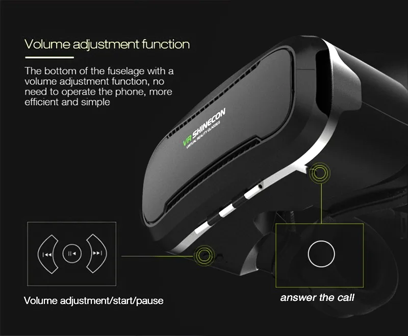VR Shinecon 4,0 стерео виртуальной реальности смартфон 3D очки гарнитура Google VR коробка наушников Управление кнопка для 3,5-5," мобильный
