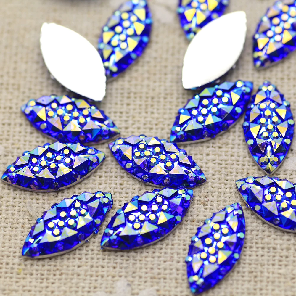 7*15mm 100pcs Eye horse Shine Green red blue AB Silver Base Sew On Rhinestone Glue on Stones Spacer buttons for DIY Garment | Дом и сад