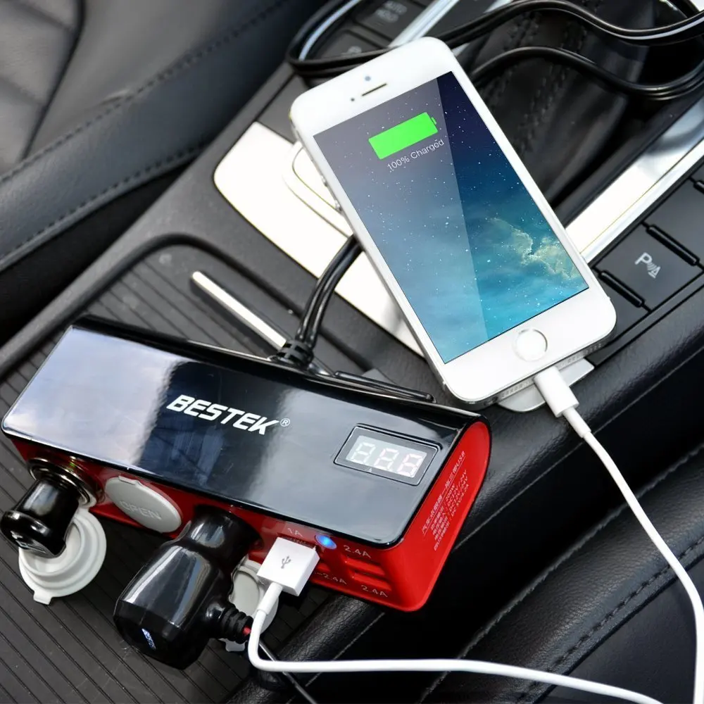 BESTEK универсальный автомобильный прикуриватель USB зарядное устройство 5.2A 4 порта