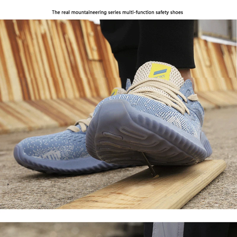 Light Meat Bottom Tendon Safety Shoes Men Deodorant Dreathable Steel Toe Cap anti-perforation Women's Soft Bottom Work Shoes