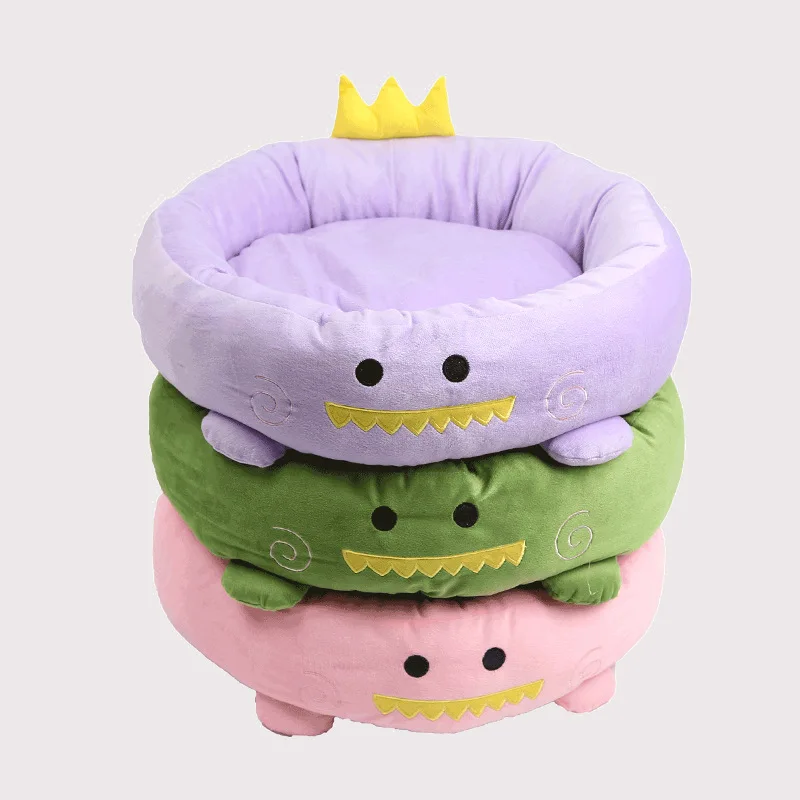 

Round Shape Soft Fleece Pet Dog Cat Bed for Small Animals Bed House Cushion With Removable Pet Mat Nest Kawaii Cartoon Moldel