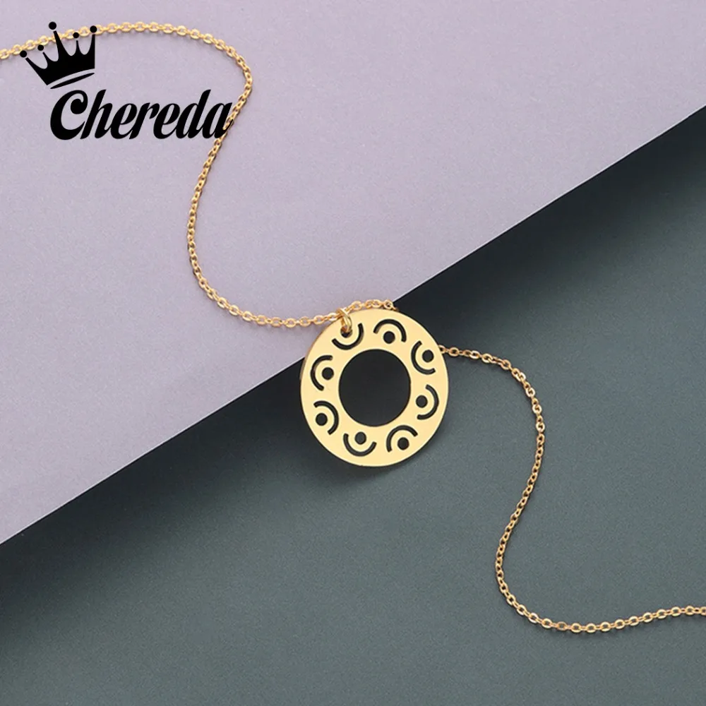 

Chereda Round 3 Color Women Necklace&Pendant for Women Men Fashion Stainless Steel Simple Geometric Chain Necklaces