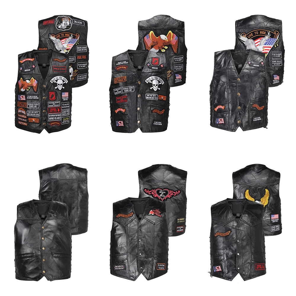New Motorcycle Jacket Mens Genuine Leather Vest Punk Retro Classic Style Biker Club Casual Moto Clothing | Автомобили и мотоциклы