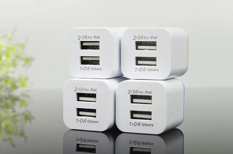 Дорожное Сетевое зарядное устройство с двумя USB портами 5 В 2 1 + А|Кабели передачи