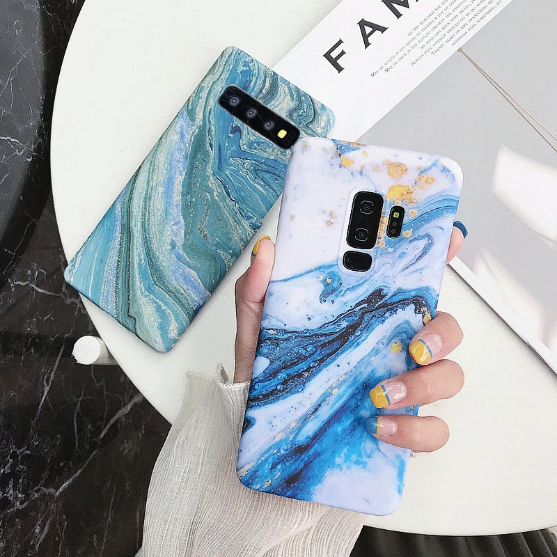YHBBCASES для Samsung S10 S8 S9 Plus масляная живопись мрамор Жесткий ПК чехол телефона Note 8 9