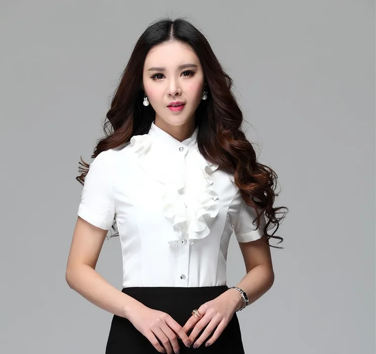 Elegant White Formal Blouse Shirts 