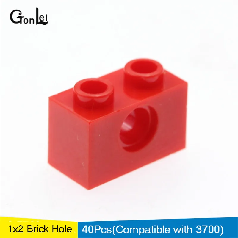 40 шт./лот TECHNIC/механический 1x2 Вал отверстия мостового кирпича MOC DIY Блок Собрать
