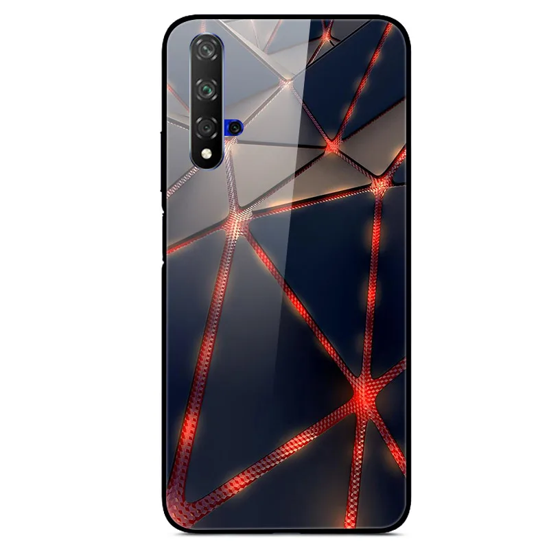 Флуоресцентный желтый Чехол для huawei Honor 20, Жесткий Чехол из закаленного стекла с принтом, чехол для huawei Honor 20 Pro Lite Honor20 YAL-L21Cover Fundas - Цвет: Флуоресцентный желтый