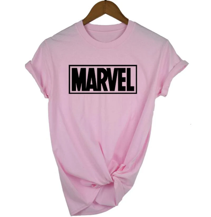 pink 1 Модная футболка Marvel с коротким рукавом, женская футболка с принтом черной Пантеры, футболка с круглым вырезом, комическая футболка с надпись Marvel, топы, женская белая одежда, футболка - Цвет: pink 1