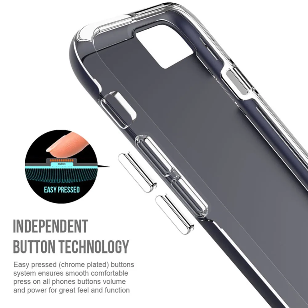 TIPFLY Plating Transparent Bumper Button Phone Fitted Case For Apple iPhone 6 6s 7 8 plus Capa Coque Fundas TPU PC Back Cover |