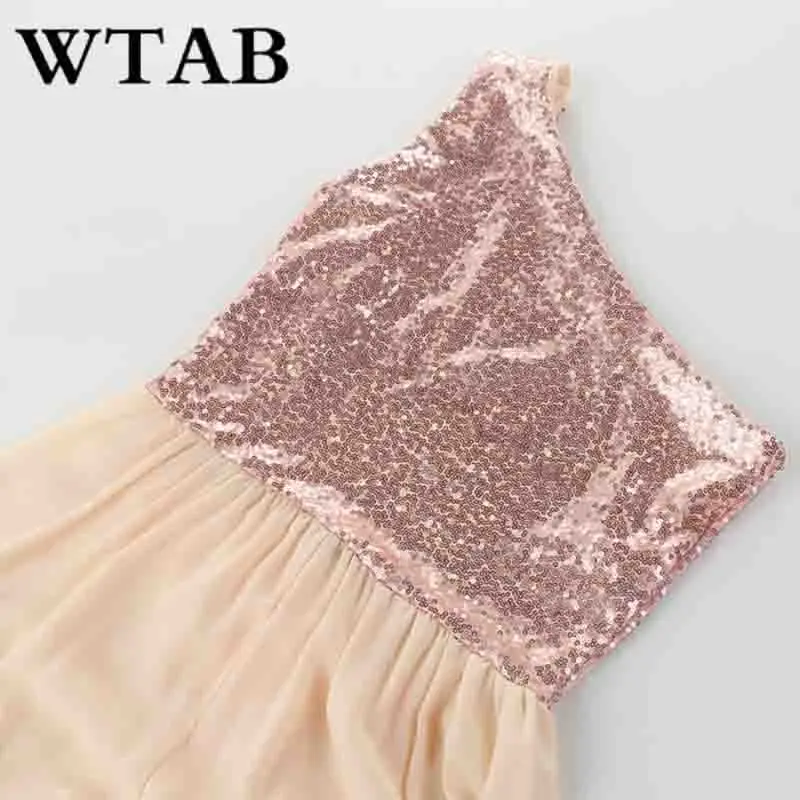 WTAB 2019 vestidos сексуальное летнее платье с пайетками Империя лоскутное облегающее