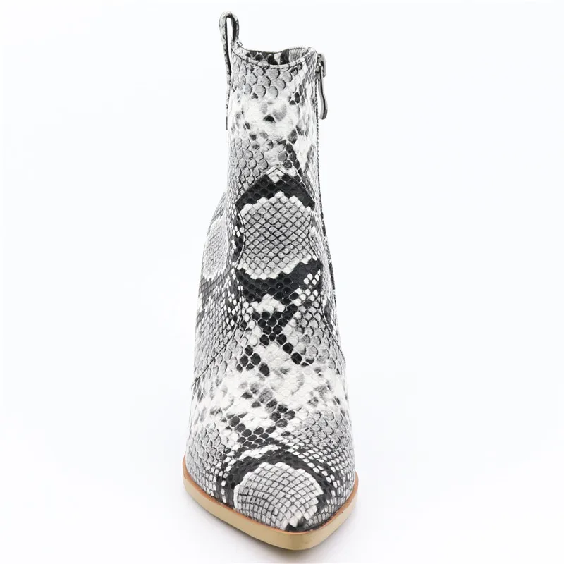 Женские брендовые Дизайнерские ботильоны со змеиным принтом на высоком каблуке
