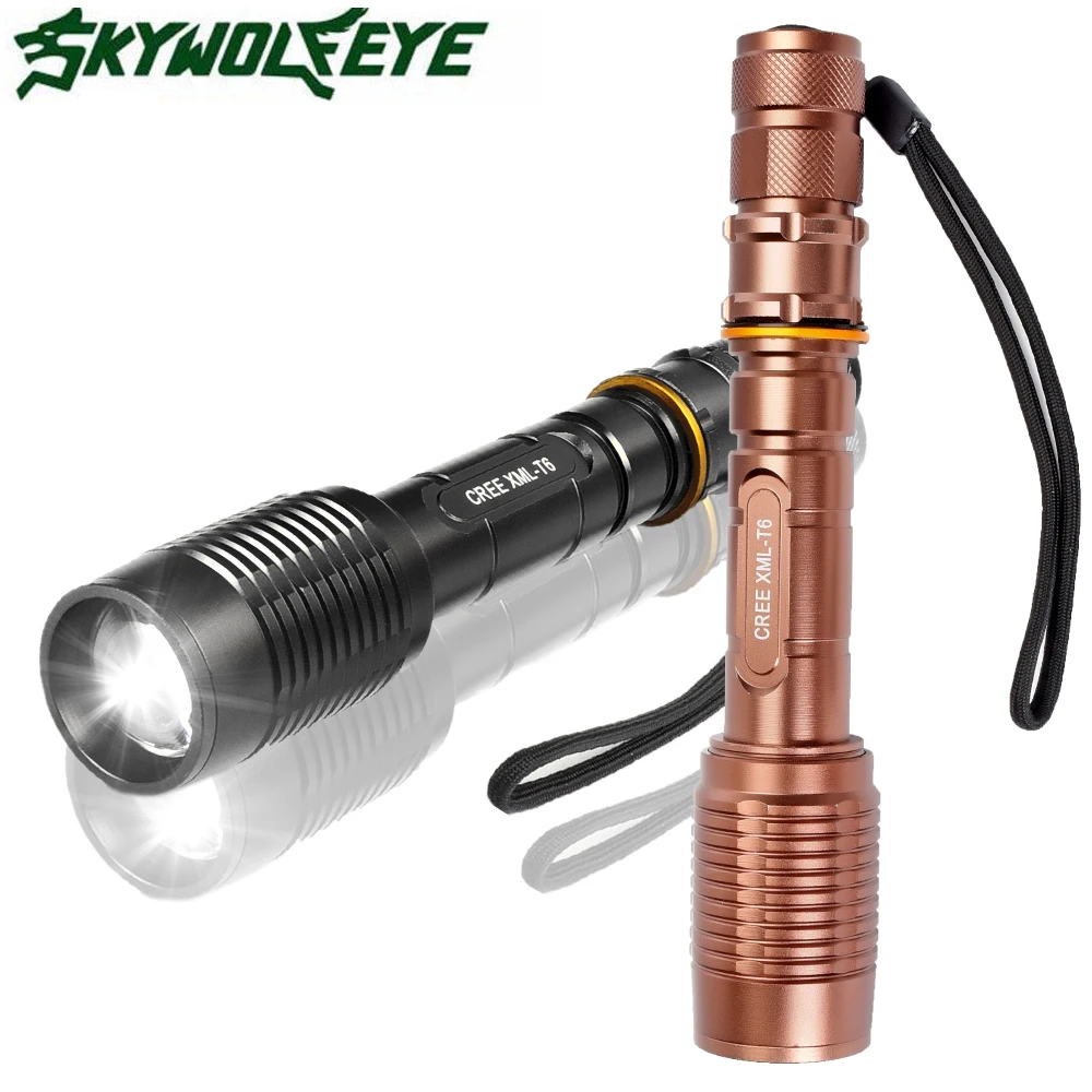 

5 Mode XML T6 4000lumen LED Flashlight 18650 Waterproof Zoom Tactical Police Torch Light For Outdoor Hunting Flash light Lantern