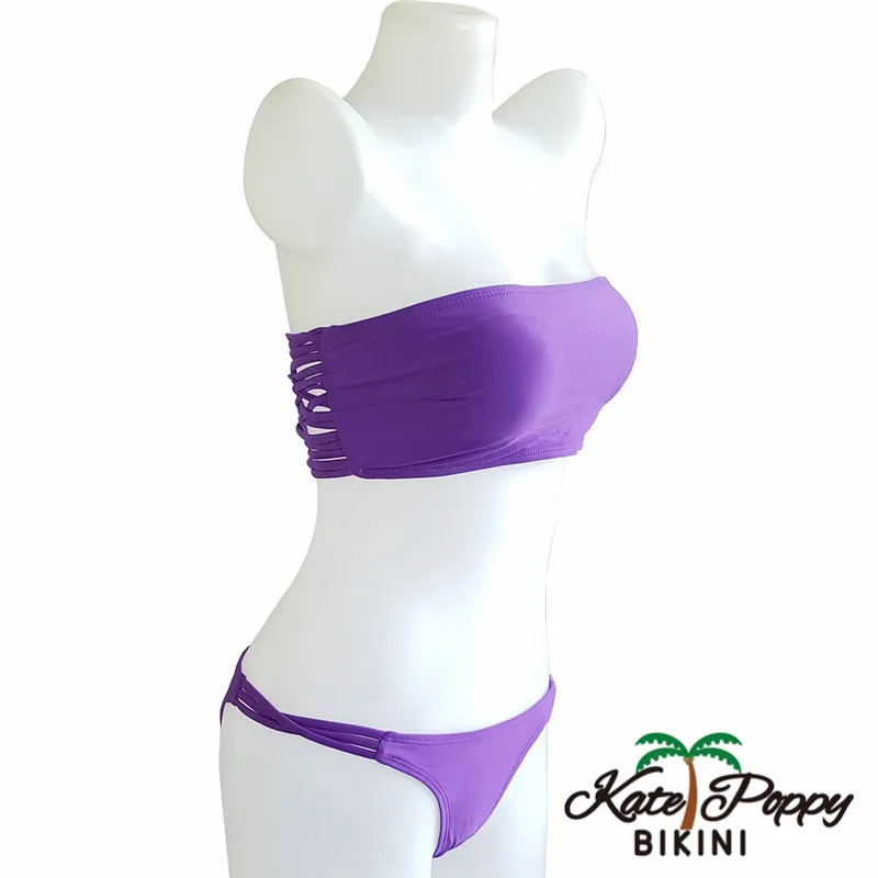 Women New Sexy Swimwear Off shoulder Bathing suit Solid Bikini Set Elastic Low Waist Biquini Brazilian |