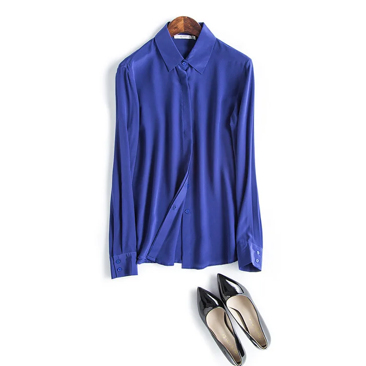 Женская шелковая блузка с длинными рукавами 100% натуральный шелк креп блузки