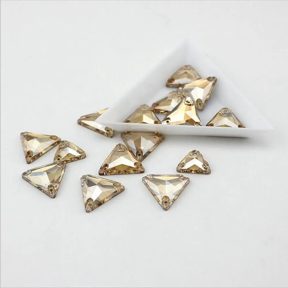 Лидер продаж стеклянные камни для пришивания трехсторонние 12 мм 16 персиковые