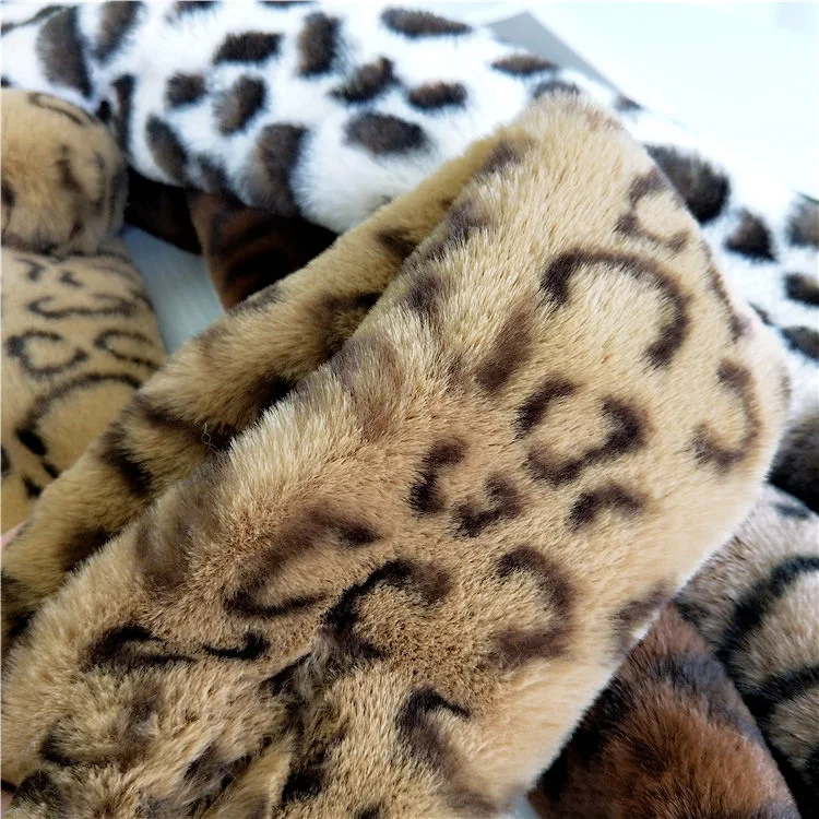 Новые вельветовые шарфы с леопардовым принтом из искусственного кроличьего меха